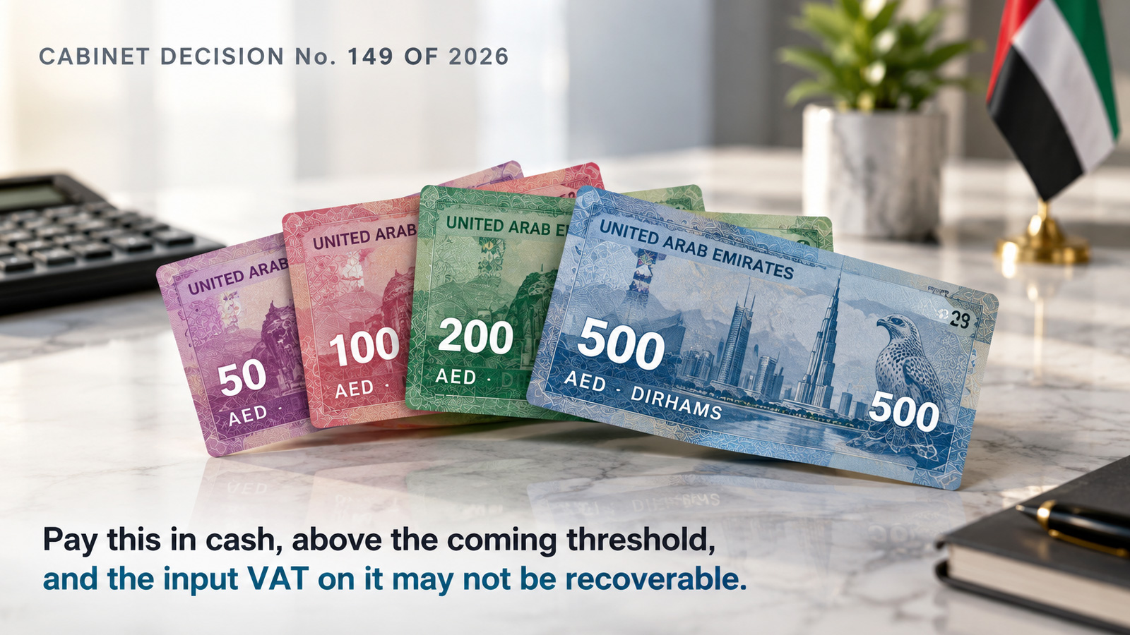 input VAT recovery cash payment UAE